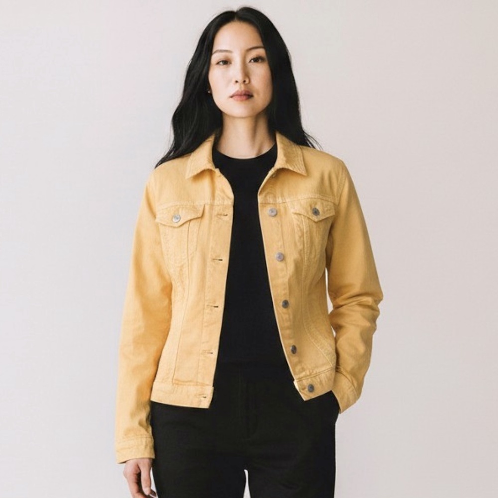 Upcycled Mineral Wash Denim Jacket / Orange